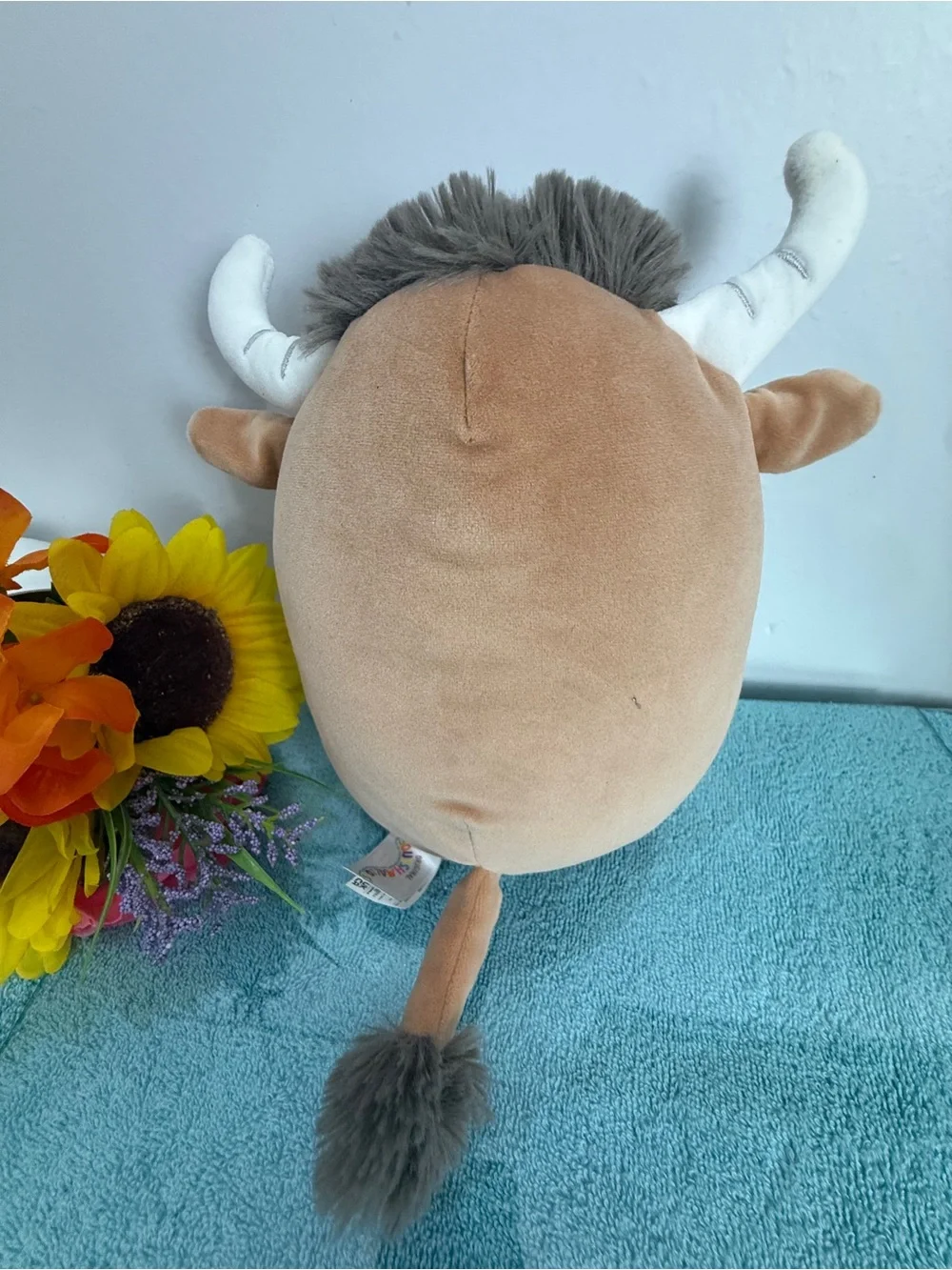 Squishmallows Tan and Cream Plush Bull Kids Backpack